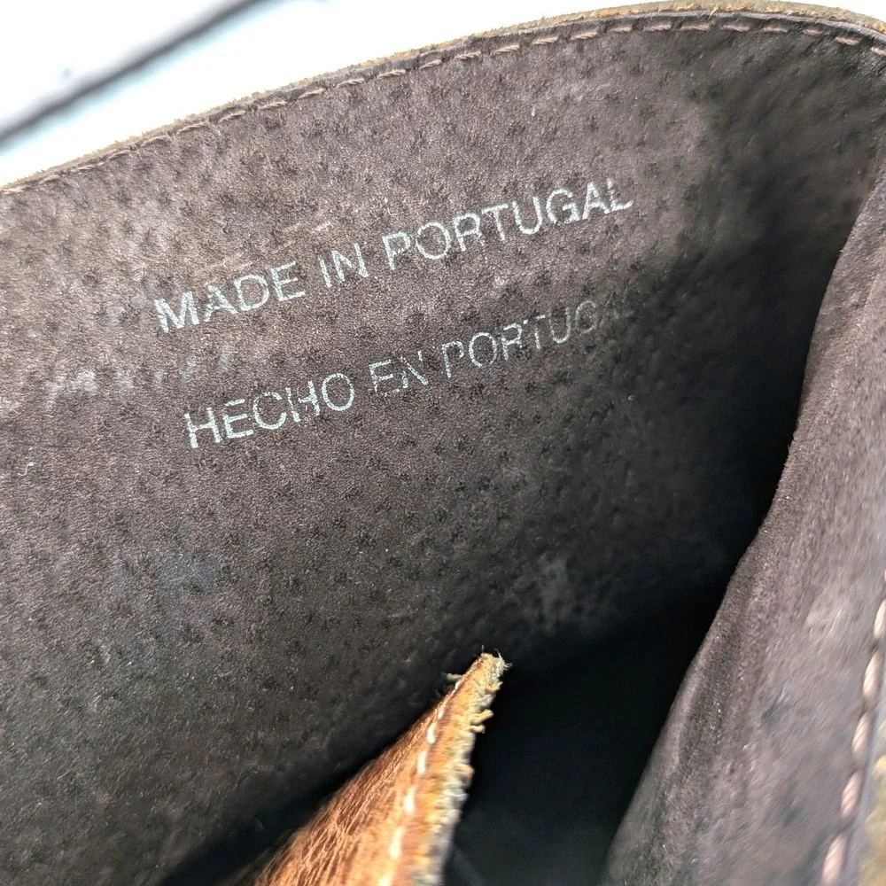 Aldo Leather Wingtip Boots‎ Brown Lace Up Distressed Size 43